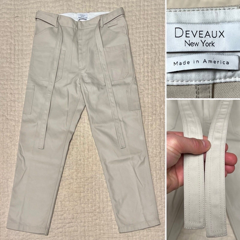 Deveaux New York Self Belted Carpenter Pants Mens 1 (32”x 29”) Wide Straight EUC